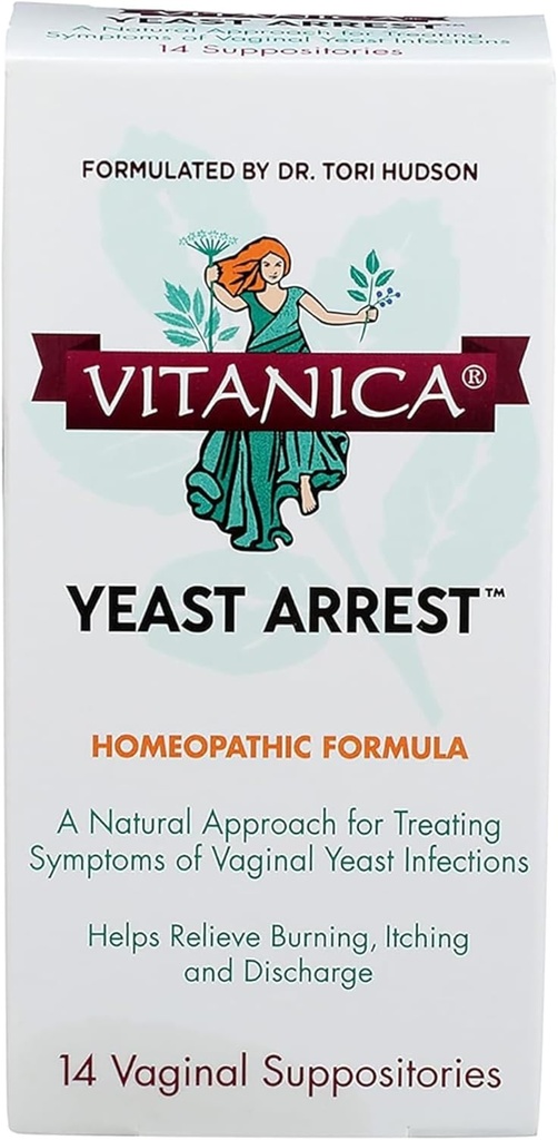 Vitanica Yeast Arrest, Homeopathic Vaginal Suppositories, Yeast Infection Symptoms, Relieves Burning, Itching & Discharge, Boric Acid, Tea Tree Oil & Probiotics, ビーガン (Yeast Arrest, 14)