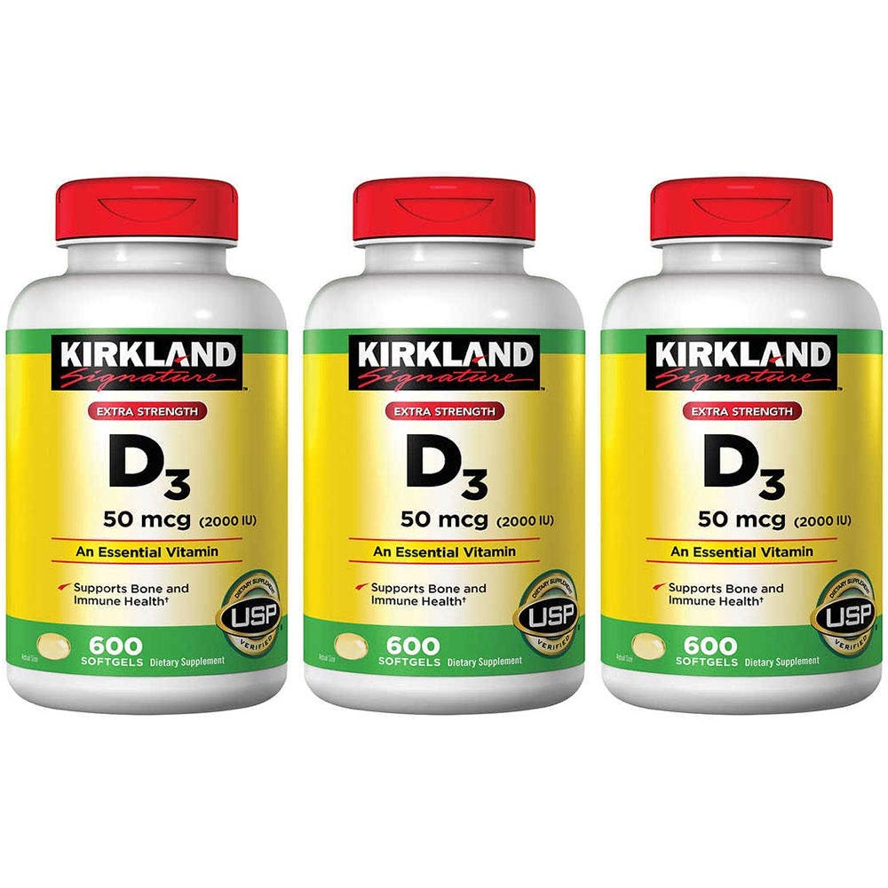Kirklandの署名の最高の強さのビタミンD3 2000 I.U.の3のパック