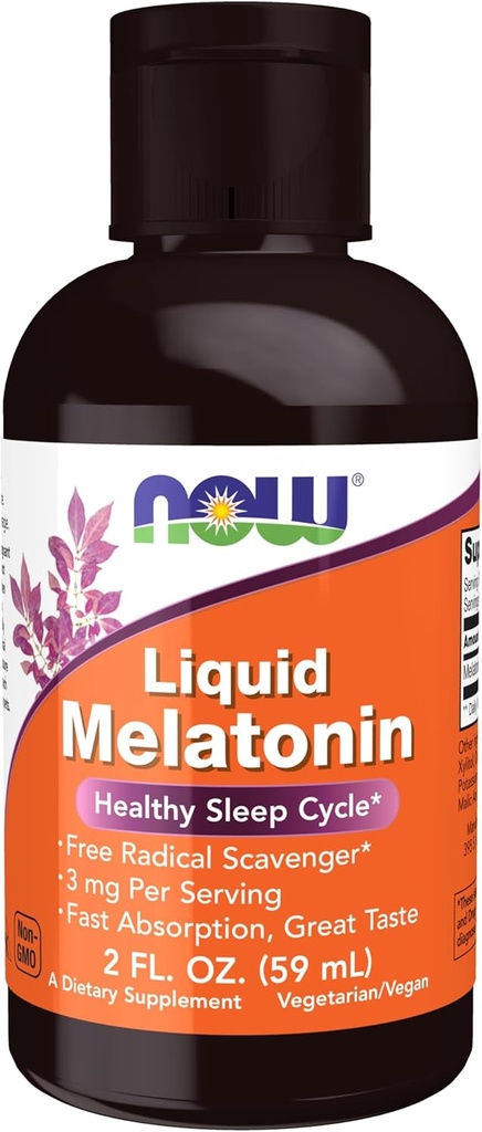 NOW Foods Supplements, Liquid Melatonin, 3 mg Per Serving, Fast Absorbtion and Great Taste, 2-Ounces
