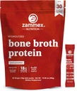 Zammex Bone Broth Collagen Packets-20g Collagen Protein-Bone Broth Powder to Go-30 Travel Packets-Supports Skin Nail Joint, Gut Health | グルテンフリー |Keto & Paleo フレンドリーナチュラルフレーバー