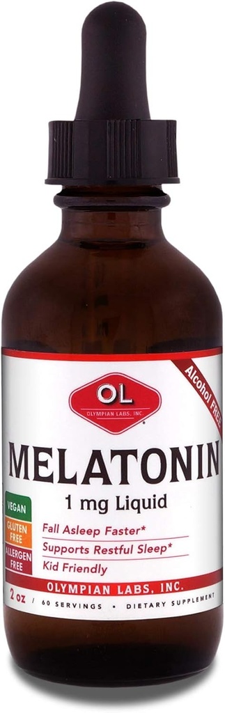 Olympian の実験室の液体の Melatonin 1mg の 2 の Ounce の落下自然な睡眠、アルコールは放します