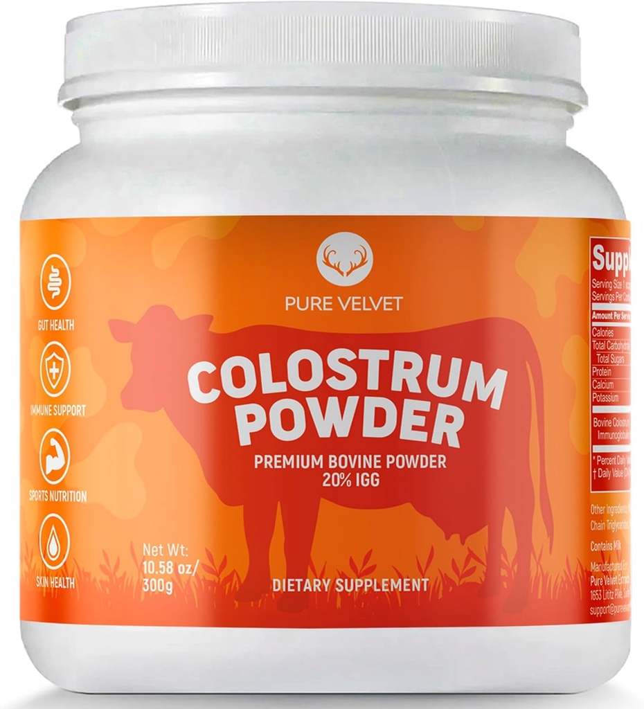 Gut Health、Bloating、毛の成長、免疫サポート、Bovine Cow Sourced Colostrum Protein、Lactoferrinの補足のための純粋なビロードのColostrumの粉、IgG (10 Ounce)と酪農場を含んでいます