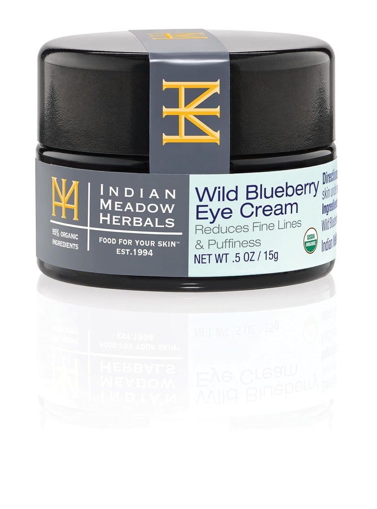 インドのMeadowの草の野生のブルーベリーの目のクリーム(.5oz) - パフィーの目及び良いラインのための目のクリームの下–反老化の目の心配w/有機ハーブ、オイル