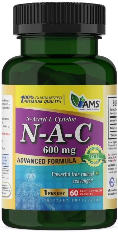米国薬と科学 NAC 600 mg – 肺の健康と免疫サポートのための NAC サプリメント, 肝臓サポート & 抗酸化剤 – N アセチル-Cysteine – 60 カプセル (パッケージ 1)