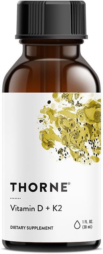 THORNE - ビタミンD + メーターディスペンサー付きK2液体 - ビタミンD3&K2は、健康な骨と筋肉をサポート* - 1 Fl Oz(30ml) - 600サービング