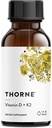 THORNE - ビタミンD + メーターディスペンサー付きK2液体 - ビタミンD3&K2は、健康な骨と筋肉をサポート* - 1 Fl Oz(30ml) - 600サービング