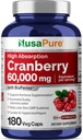 NusaPureクランベリー 60,000 mg 180ベジーキャップ(バイオパリン、非GMO、ビーガン)