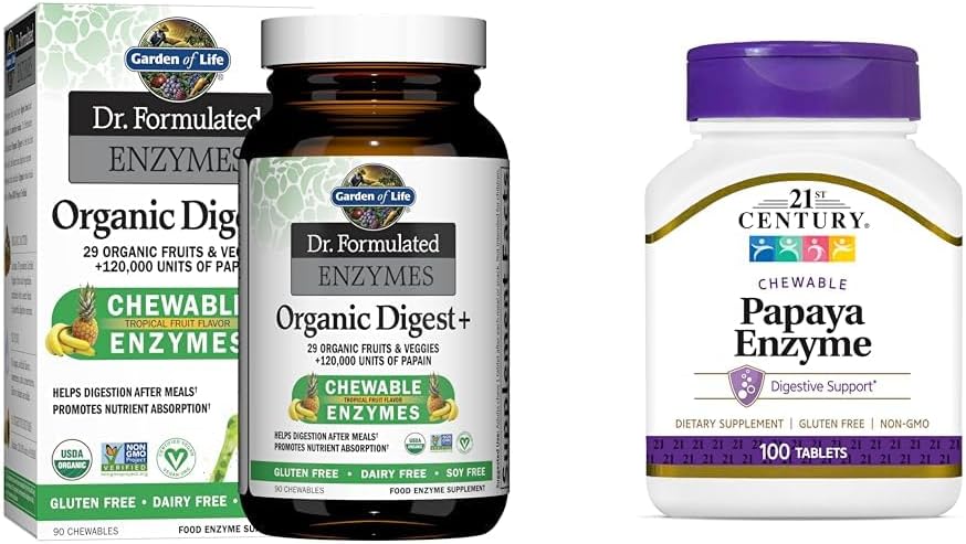 人生の庭は、ペパイン、Bromelain、21st Century Papaya Enzyme Chewableタブレット、熱帯、100カウントで消化酵素を配合しました