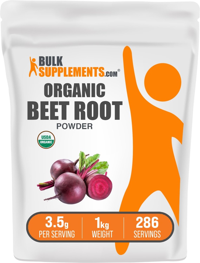 BulkSupplements.com オーガニックビートルートパウダー - スーパーフードサプリメント、ビートルートサプリメント - ビーガン&グルテンフリー、3.5g /サービング、1kg(2.2ポンド)(パック1)