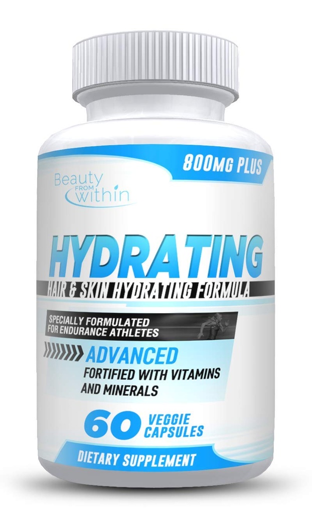 Hair & Skin Hydration Vitamin Supplement - Supports Elasticity, Hydration in Hair and Skin for Longer, Stronger and Healthier Hair - with Powerful Anti-Aging Properties
