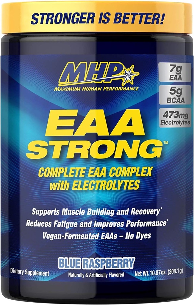 最高の人間の性能 Mhp Eaaa の強く、アミノ酸の補足、すべての 9 の本質的なアミノ酸、Bcaas、Electrolytes、青い Raspberry、1.2 ポンド
