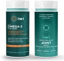 iwi Omega-3スポーツ&ジョイントオメガ-3バンドル、30サービング、ビーガン植物ベースの藻オメガ3、Krill&フィッシュオイル代替、魚介類の後味なし