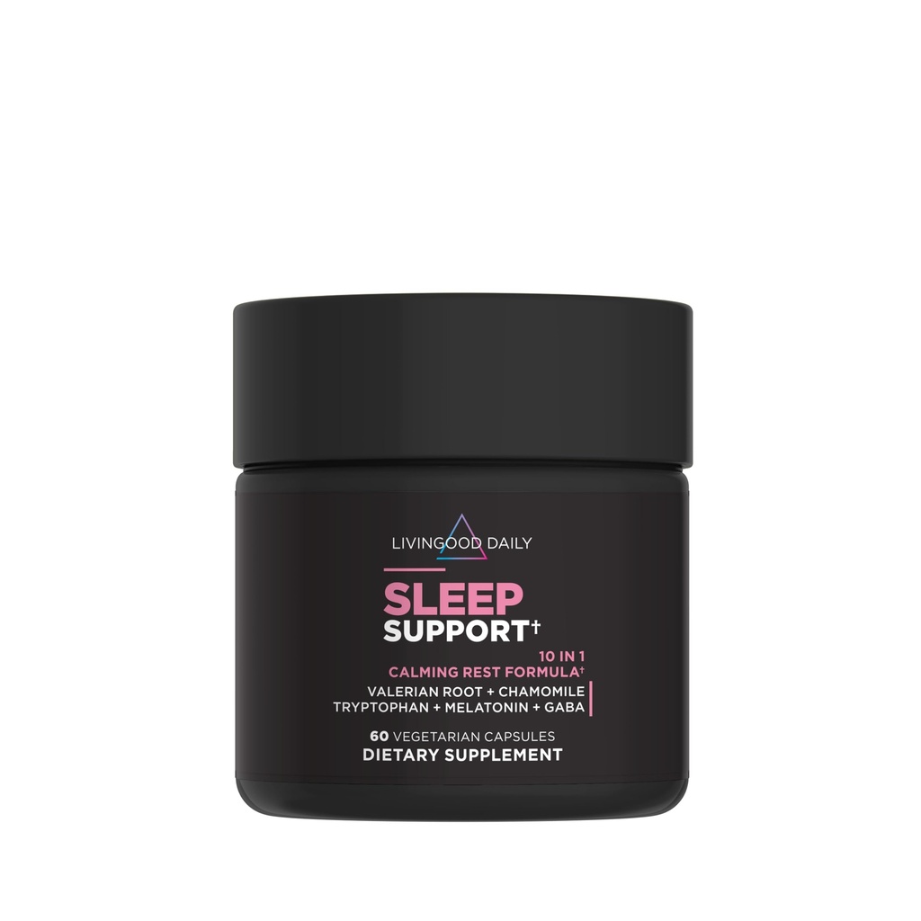 Livingood毎日の睡眠サポートサプリメント, 10-in-1天然睡眠補助金5 MGメラトニン, バレリアンルート, チャモミール, 人&女性のためのトリプトファン&GABA, ノンハビット成形, グルテンフリー, 完全菜食主義者の, 60カプセル