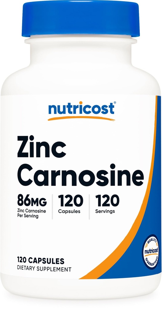 Nutricost亜鉛カルノシン86mg、120カプセル - 非GMO、グルテンフリー、亜鉛L-カルノシンサプリメント