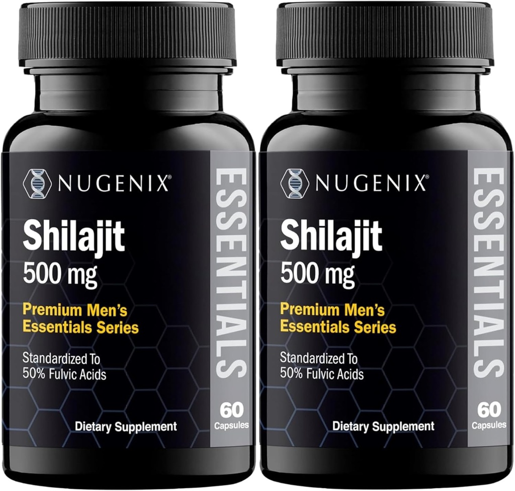 Nugenix Essentials Shilajit Capsules Supplement - 500mg, Standardized to 50% Fulvic Acids, 120 Capsules