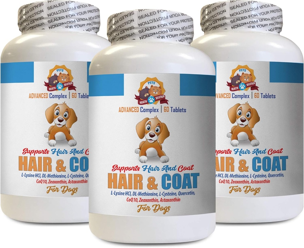 Immune Boost for Dogs - Dog Hair and Coat Health - Skin Itch Relief - Nail Health - Dog antioxidant Supplements - 3 Bottles (180 Tablets)