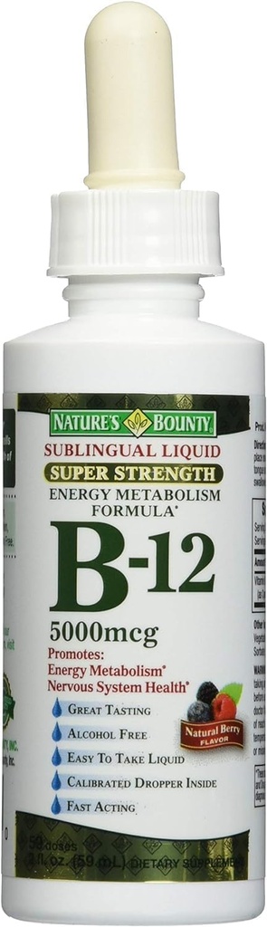 Nature's Bounty B-12 5000のmcgのSublingualの液体エネルギー健康2のoz (パッケージ3)