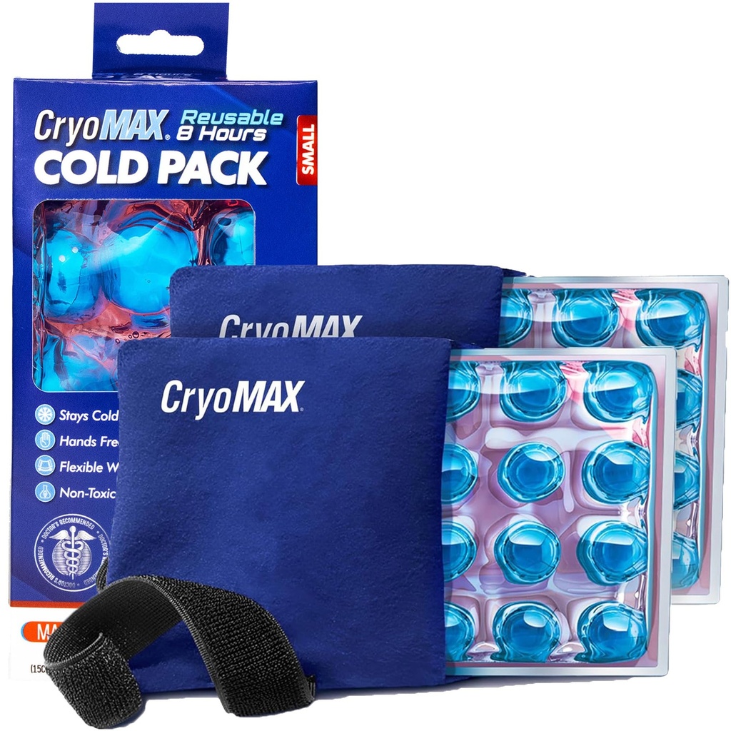 CryoMAXの冷たいパック、再使用可能な、8時間の風邪療法のアイス パック、小さい、6" x 6" (パッケージ2)