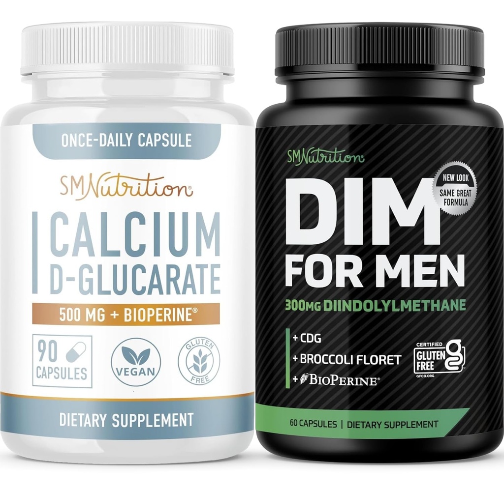 SMNutrition Men's DIMは、Calcium D-Glucarateで補う | 男性のためのDIMコンプレックス(60のサービング)とビーガングルテンフリー非GMO CDGサプリメント(90のサービング)と男性ホルモンのバランス調整バンドル