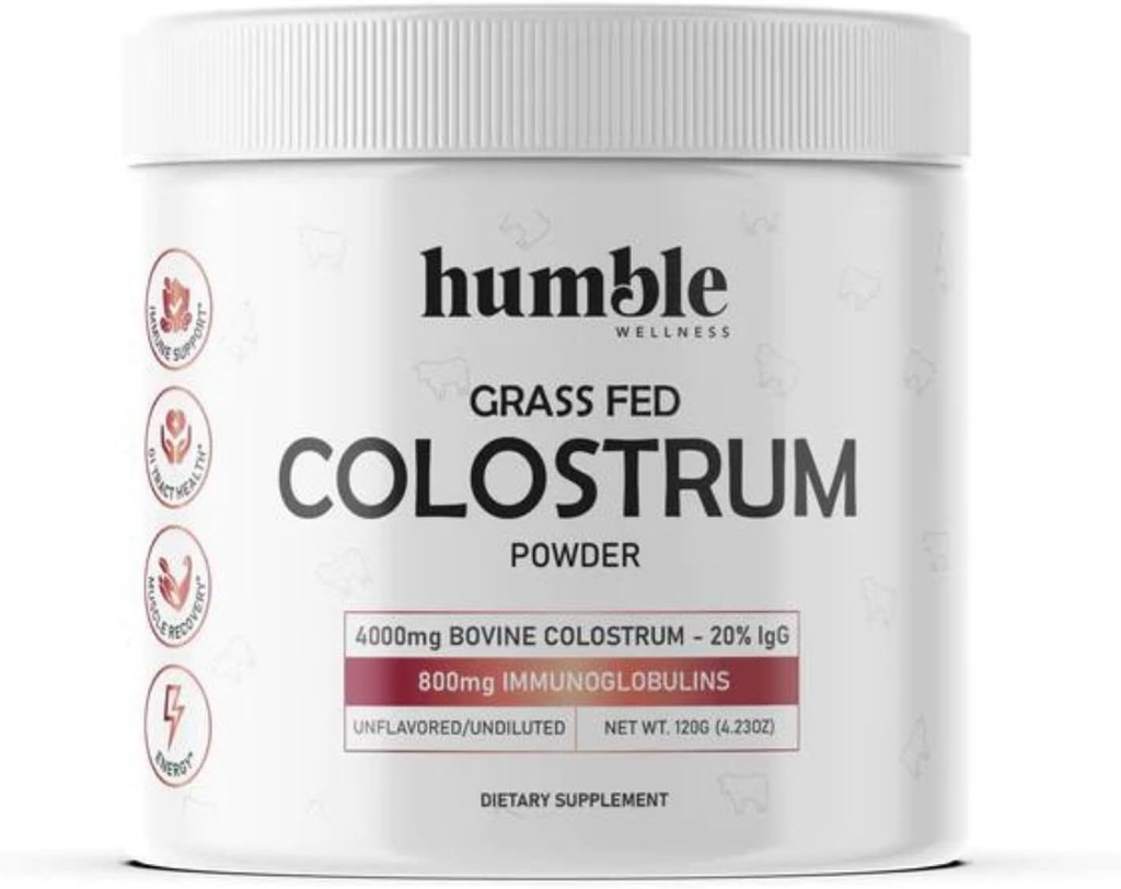 Humbleの草はColostrumの粉-草Fed -高いIgGの内容- 4000mgの牛牛のColostrum - 20% IgG -腸の健康-毛の成長、ボースおよび免除- 30のサービングに与えます