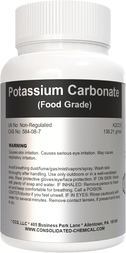 Potassium Carbonate 1kg (2.2lb) High Purity Food Grade