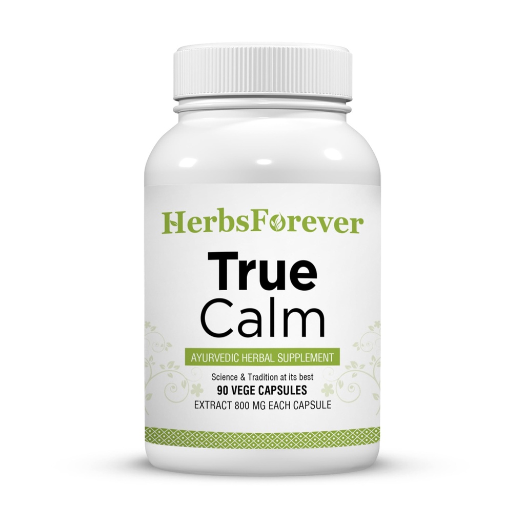 Herbsforeverの真のカルムのカプセルのアーユルヴェーダの草の公式の圧力救助の方式は Calmness および快適な睡眠 90 のベジーのカプセル 800 Mg それぞれを提供します