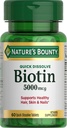 Nature's Bounty Biotin、細胞エネルギーおよび健康な毛、皮および釘、5000 mcg、60の速い分解のタブレットのためのMetabolismを支えて下さい