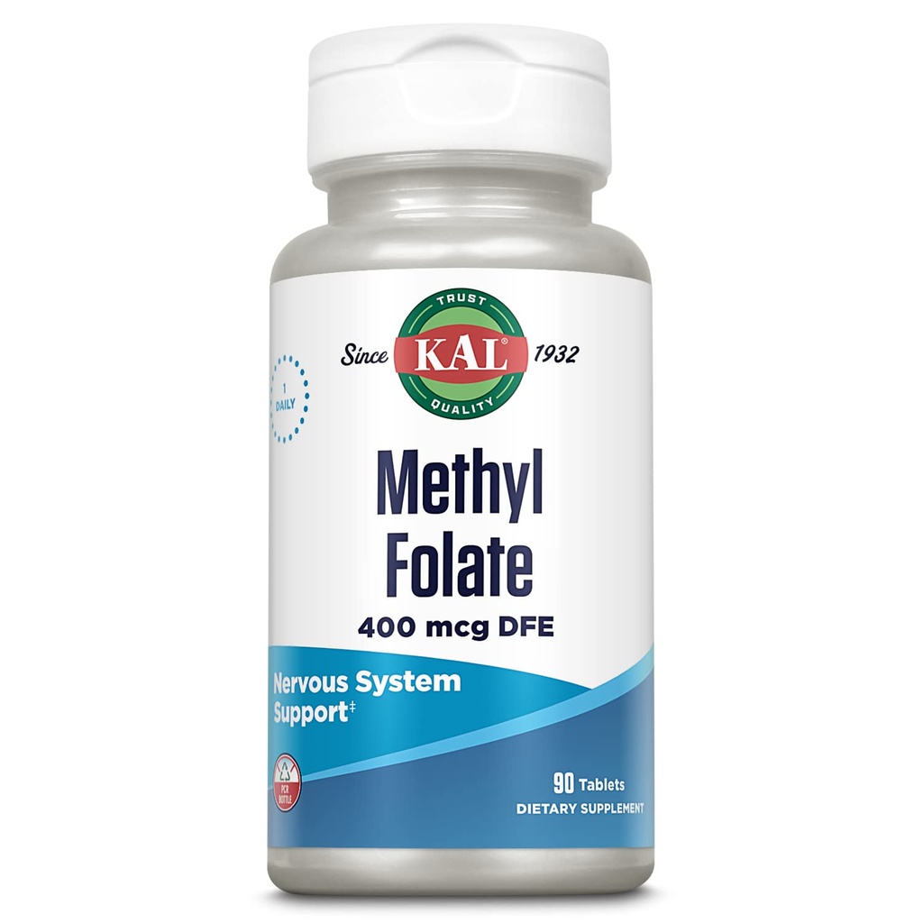 KALのメチルは400 mcg DFE、5-MTHF活動的な形態のビタミンB9の葉酸の補足、中心の健康、Prenatal、気分および頭脳サポート、速い分解ActivTab、60日の保証、90のサービング、90のタブレットを Folate