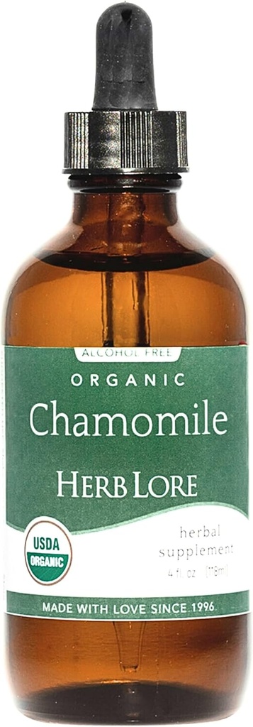 Herb Lore Organic Chamomile Tincture - 赤ちゃんと大人のための液体カモミールドロップ - Melatonin-Freeスリープサプリメント(4 fl oz)