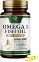 Omega 3 魚油の丸薬 2400mg - トリプル強度オメガ 3 魚油サプリメント - ベスト EPA & DHA 脂肪酸 脳の健康サポート、自然のオメガ3 サプリメント、60 日供給 - 120 ソフトゲル