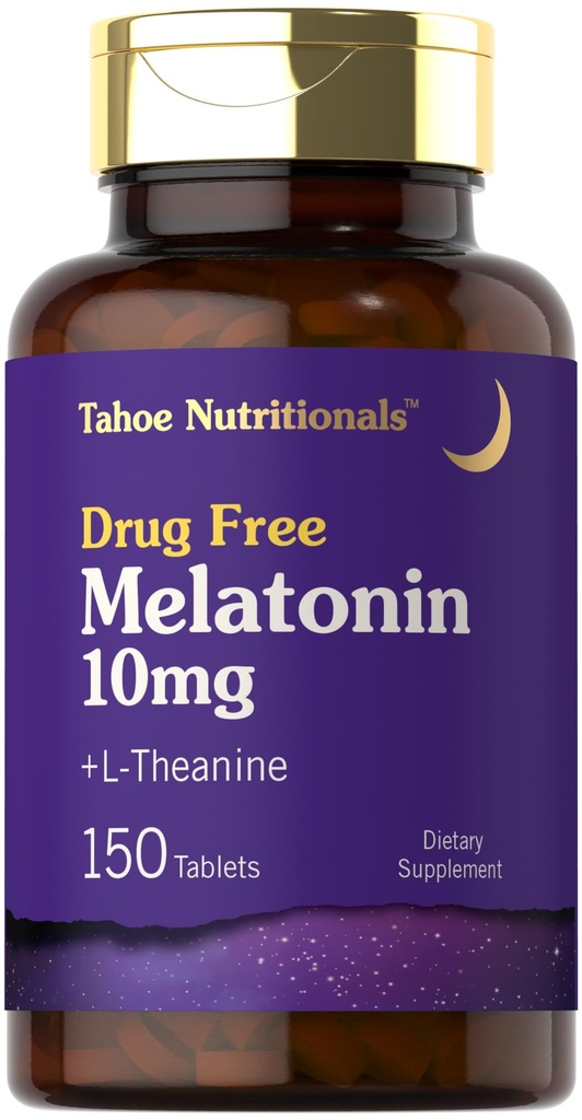 タホ栄養剤 メラトニン10mg | 150錠 | Lテアニン付き | ベジタリアン・ノンGMO・グルテンフリー対応商品