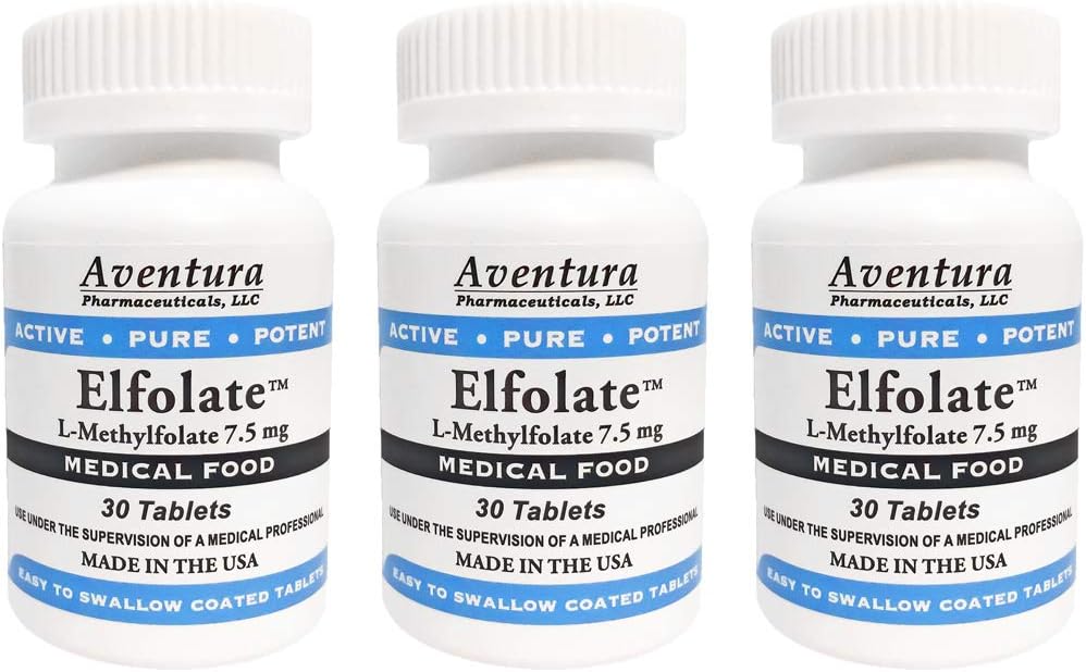 ELFOLATE® 7.5mg 3のパックL-Methylfolateのメチル葉酸塩の医学の食糧補足の専門の強さの活動的な純粋なPotent 30のタブレット