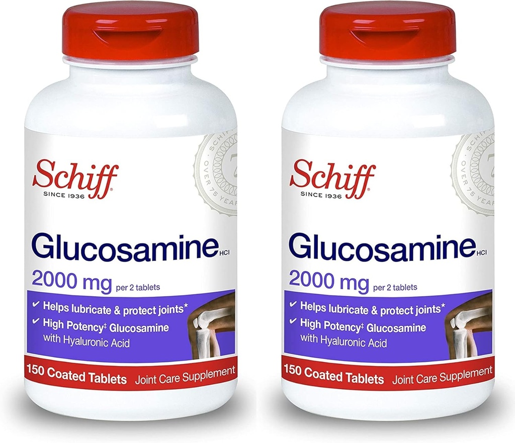 Hyaluronic酸、2000mgグルコサミン、共同心配の補足が付いているSchiffグルコサミンは潤滑剤を助けます及び接合箇所を保護して下さい*、150の計算(2のパック)