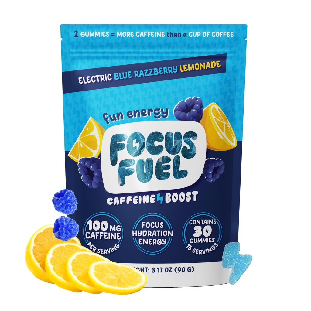 FocusFuel Energy Chews - ブルーラズベリーLemonade(15人前) - 100mgカフェイン+アルファGPC + L-テアニン+ B12、マグネシウム - 素晴らしい味 - クラッシュまたはジッターなし