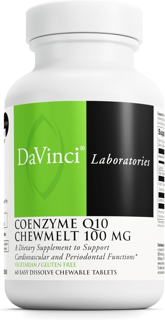 DAVINCI Labs Coenzyme Q10 Chewmelt 100mg - ビタミンE&CoQ10* - 60のChewableタブレットと肝臓、心臓の健康及び多くを支えて下さい