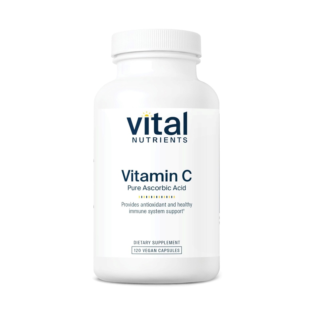 ビタミンC 1000mg(100%純粋なアスコルビン酸) | 免疫サポートと鉄吸収のためのビーガン抗酸化サプリメント* | グルテン、酪農場、大豆フリー | GMO | 120カプセル