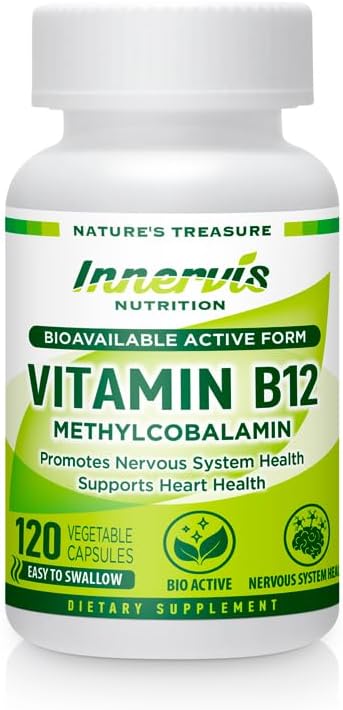 高吸収性BioActive B12 1000mcg - エネルギーをサポート, 神経 & 心の健康 – 120 ビーガンカプセル – 内視栄養
