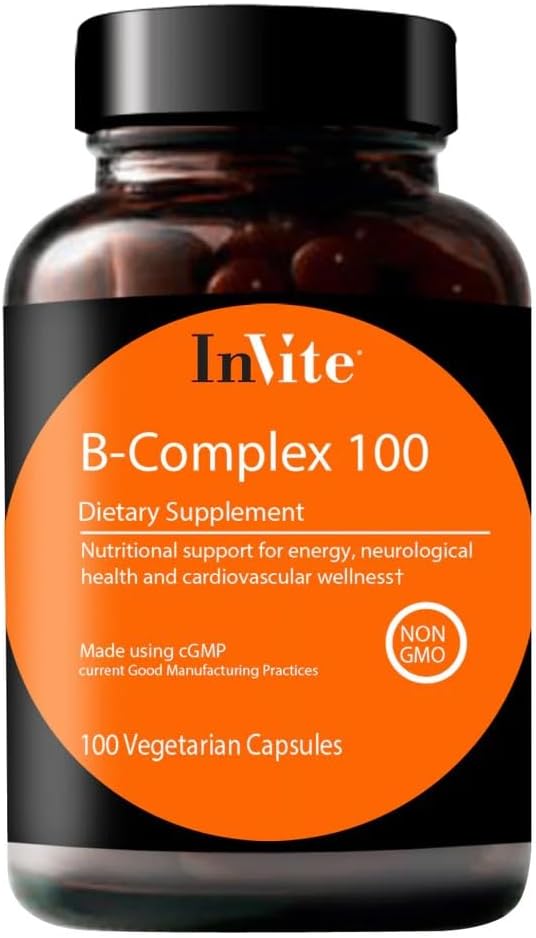 Invite Health B-Complex 100 - 気分、エネルギー、免疫の健康と全体的なウェルネスをサポート - 100 日の供給 - 100 ベジタリアンカプセル