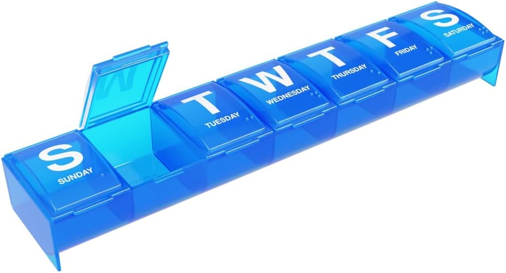 EZY DOSE週刊(7日)の丸薬の箱、薬のプランナー、ビタミンのオルガナイザー、容易な丸薬の取り外しのための2X-Large輪郭を付けられたコンパートメント、色5月Vary、BPAは放します