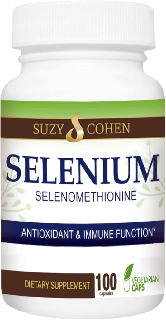 Suzy CohenのSeleniumの補足200のmcgは、健康な中心、免疫システム、サポート 甲状腺機能、イースト自由なChelatedのチイラの友好的なアミノ酸、非常にBioavailable、100のベジのカプセルを維持します