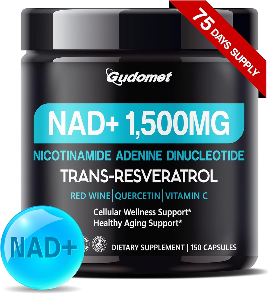 トランスレスベラトロール、レッドワイン、ケルセチン&ビタミンCを備えたNAD + - 米国製セルラーウェルネス&ヘルシーエイジング150カプセルをサポート