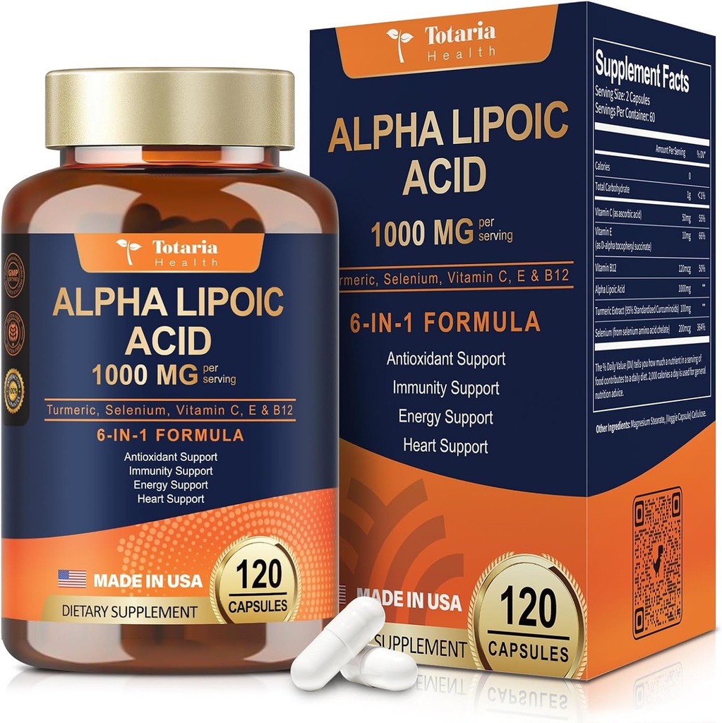 Totariaアルファリポ酸 - 神経症サポートのための1000mg ALAの補足のカプセルの反老化および全面的な健康