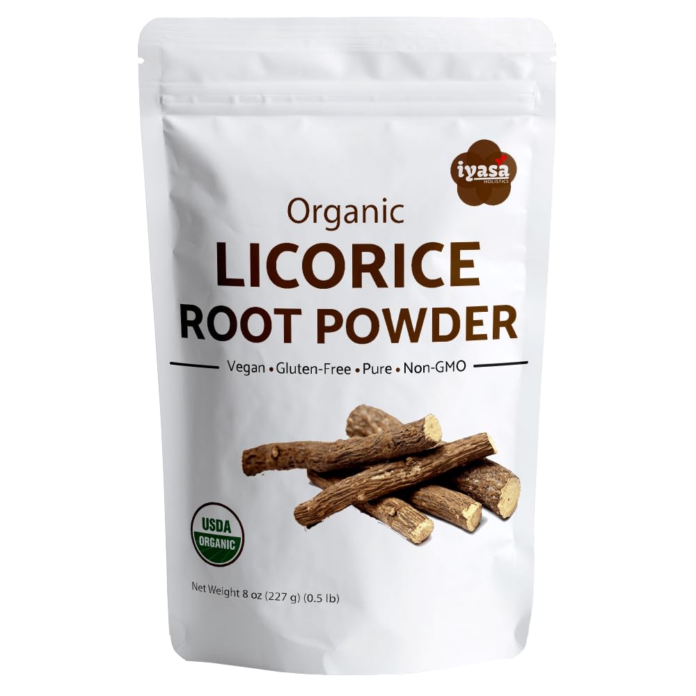 Iyasa Holisticsの有機性Licoriceの根の粉、Mulethi、Glycyrrhizaのglabra、8のoz、227のgm、Natural Expectorantのキャンデーの味の代理店、Superfood