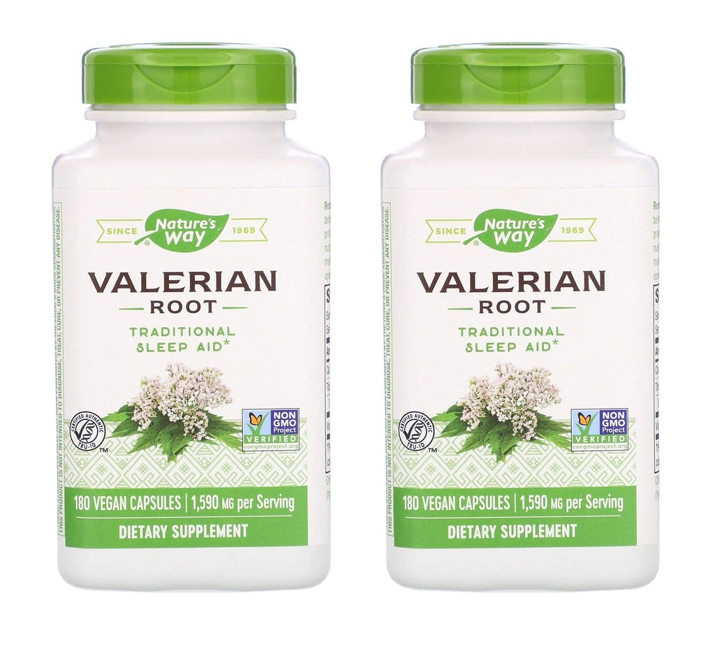 Nature's Way Valerian Root 1,590ミリグラムの伝統的な睡眠補助食品として(180ビーガンカプセル) パック2