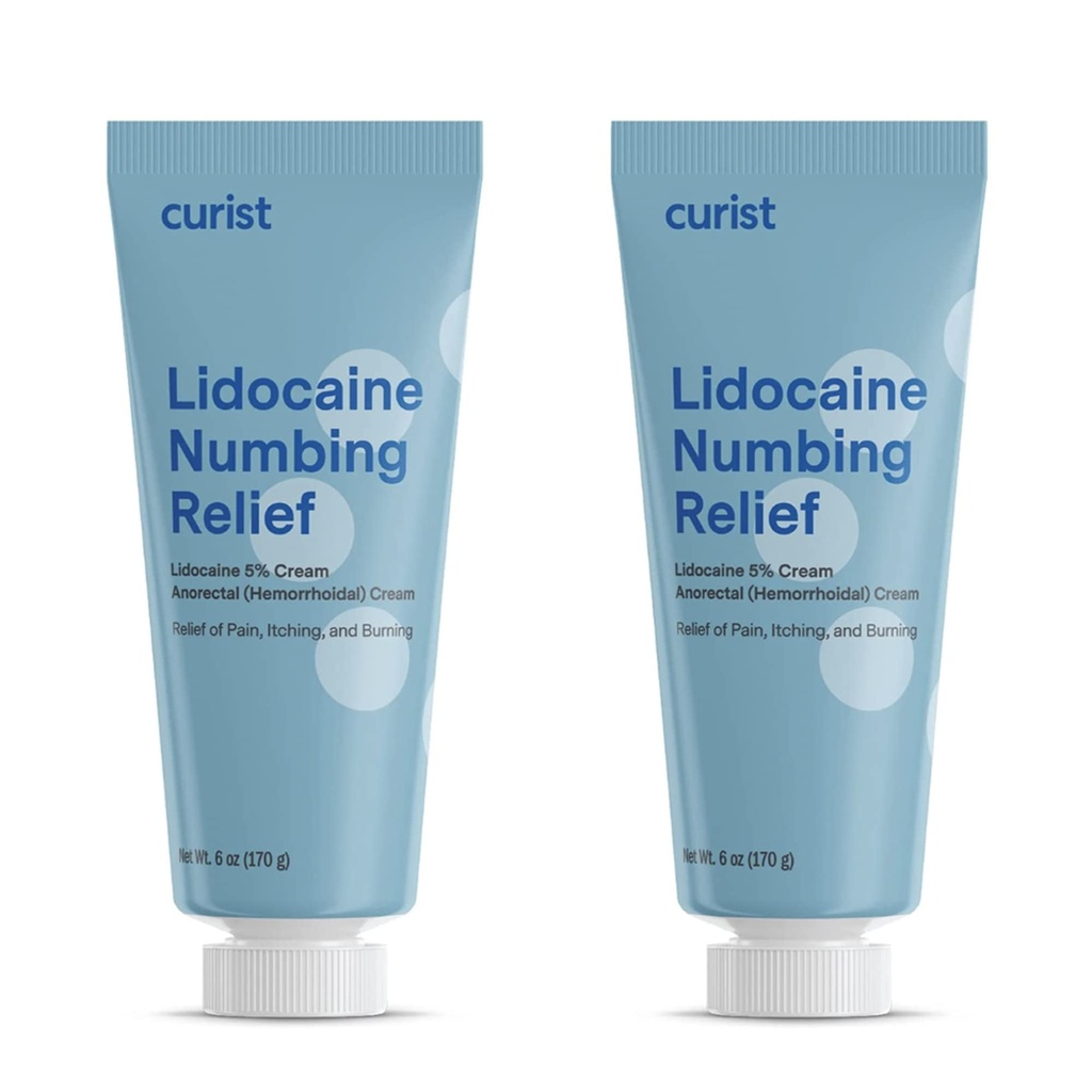 Curist 5% のリドカインのクリームの最高の OTC の強さの Topical の痛みの軽減 OTC - 12 の oz (パッケージの 2) XL の管 5 のパーセントのリドカインの親指のクリームを効果的に Numb に 2 つのパック - 6 つの oz 管
