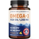 トリプル強度オメガ3フィッシュオイル1200mg | EPA&DHA | ワイルドキャッチ、持続的に供給オメガ3脂肪酸 | プレミアムバープレスフィッシュオイルサプリメント | 非GMO、サードパーティ製テスト済み | 30 Softgels