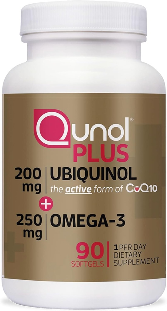 QunolプラスUbiquinol Coq10 200mgとOmega 3 250mgの余分な強さの酸化防止剤(Bovine版)、90の計算