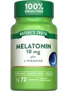 Nature's Truth Melatonin 10 mg + L-Theanine | 72錠 | 最大強度 | 完全菜食主義者、非GMOおよびグルテンフリーサプリメント