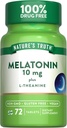 Nature's Truth Melatonin 10 mg + L-Theanine | 72錠 | 最大強度 | 完全菜食主義者、非GMOおよびグルテンフリーサプリメント