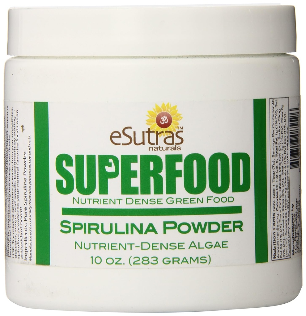 Esutras Organicsの未加工Spirulina、10のOunce